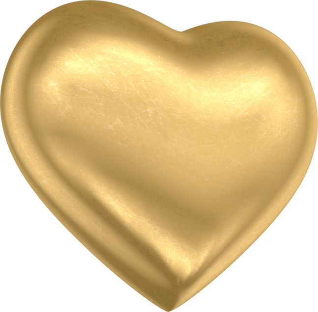 Gold heart in 3d realistic render